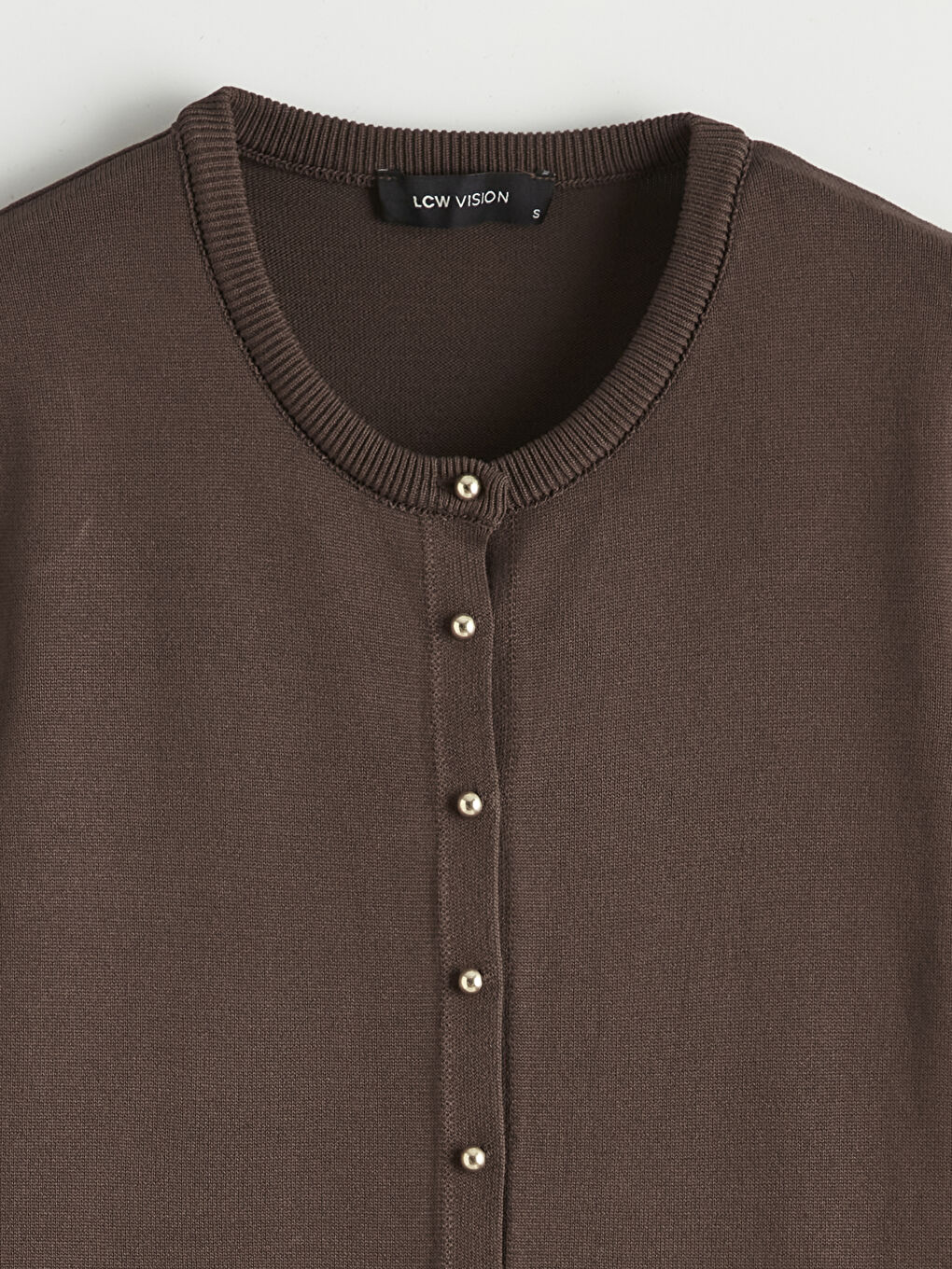 Kahverengi Bisiklet Yaka Kadın Triko Hırka-1