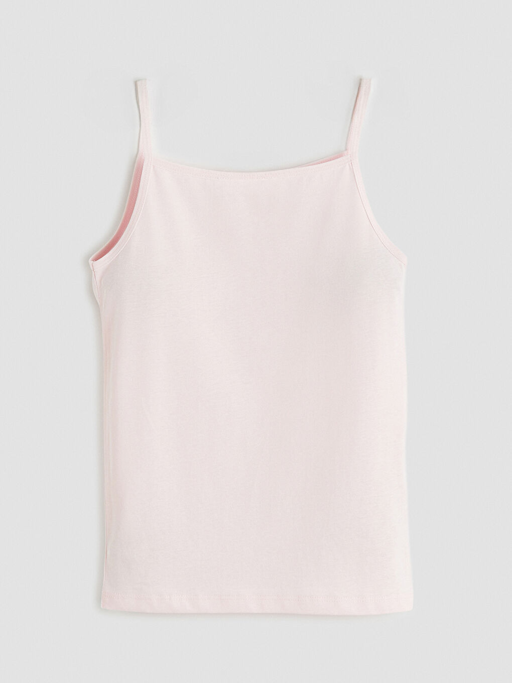 Pembe Kare Yaka İp Askılı Kız Çocuk Atlet