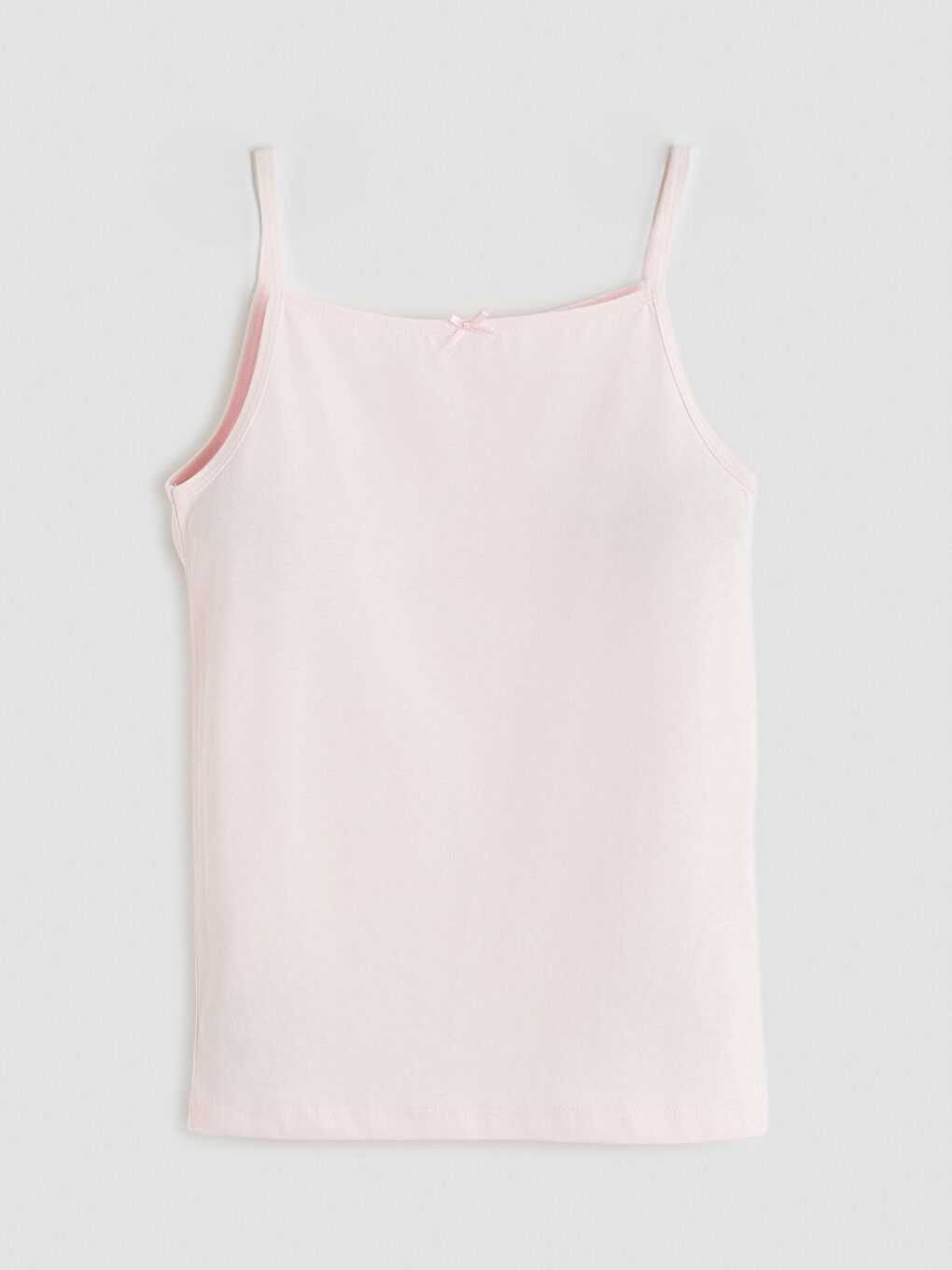 Pembe Kare Yaka İp Askılı Kız Çocuk Atlet