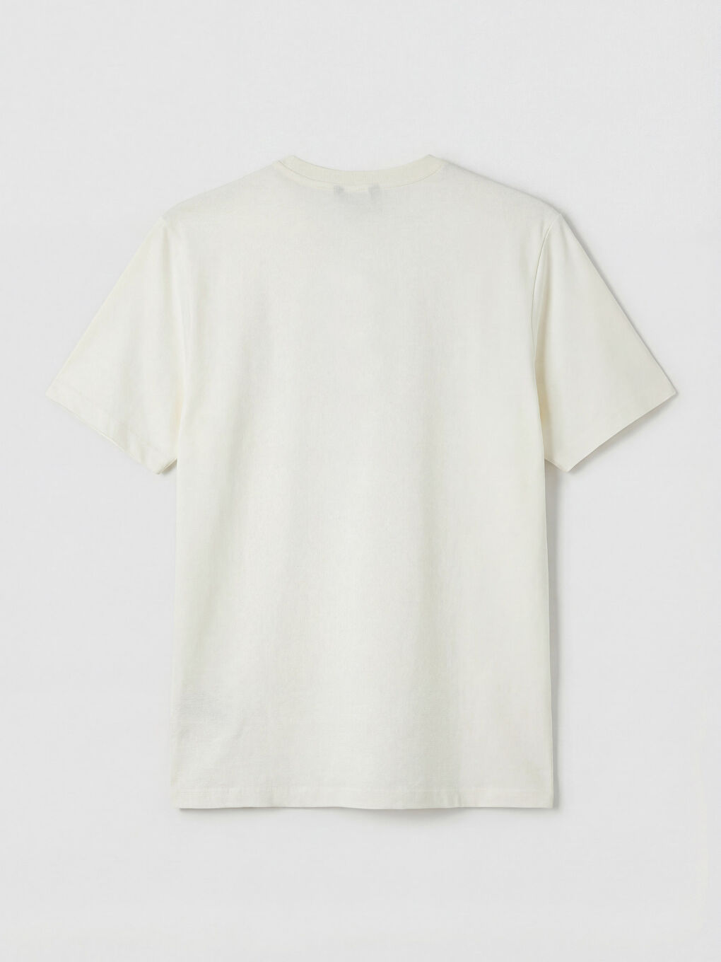 Ekru Bisiklet Yaka Baskılı Erkek Tişört-1