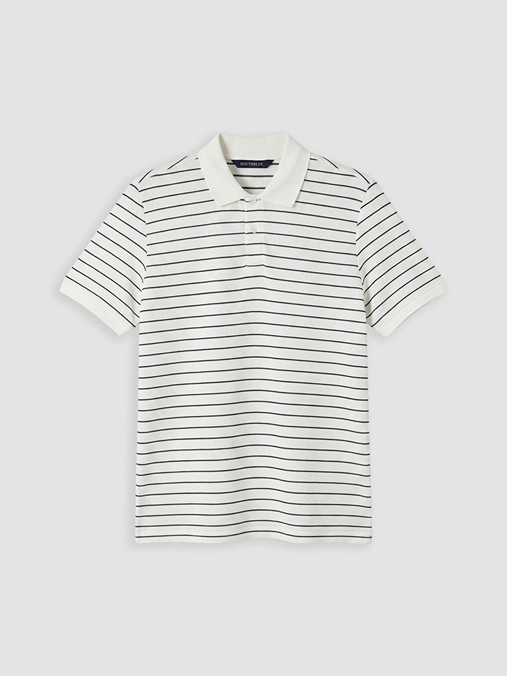 Tricou Polo Vărgat Texturat Pentru Bărbați-4