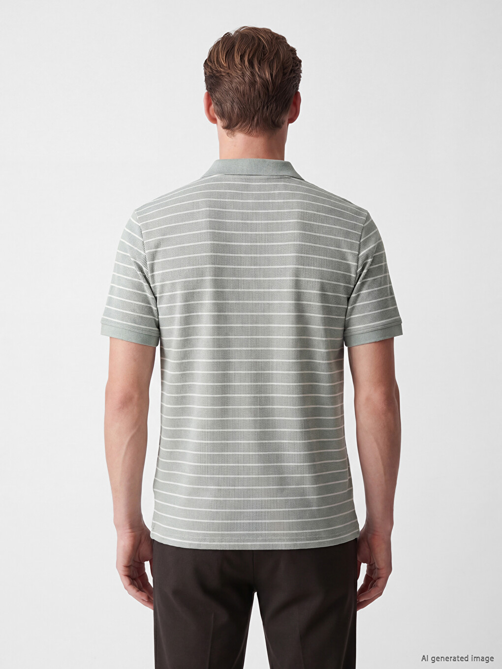 Tricou Polo Vărgat Texturat Pentru Bărbați-3