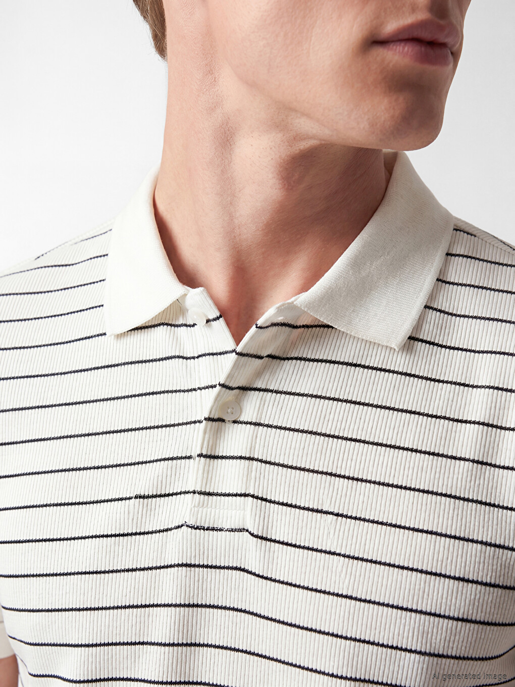 Tricou Polo Vărgat Texturat Pentru Bărbați-2