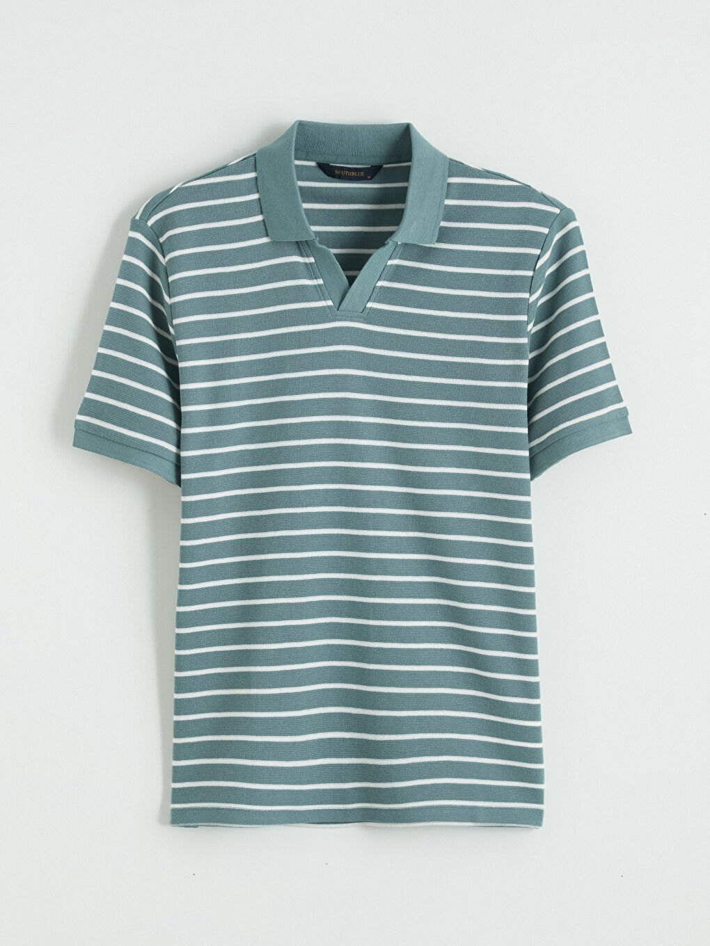 Mavi Polo Yaka  Çizgili Erkek Tişört-4