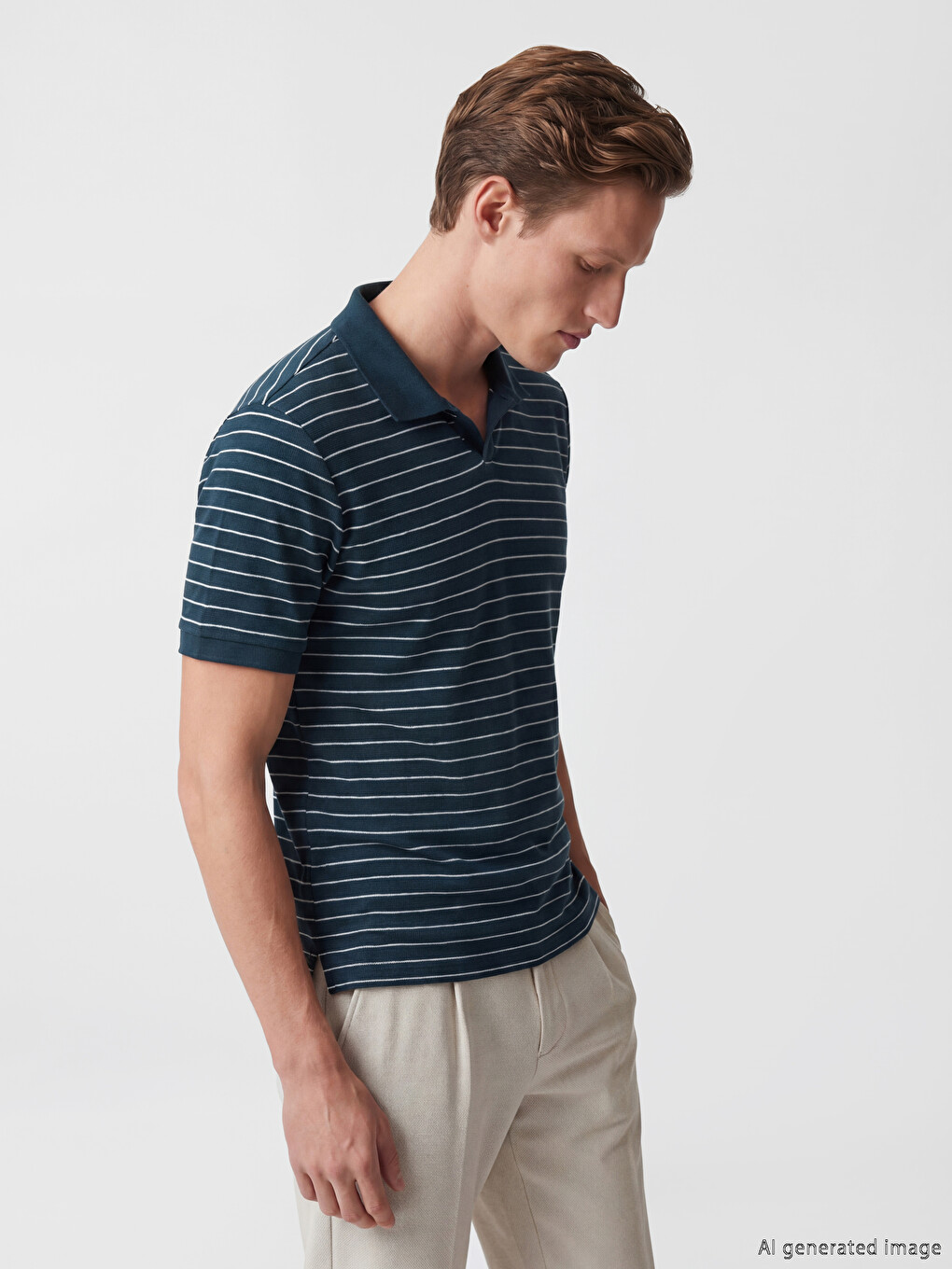 Polo Collar Striped Men's T-Shirt