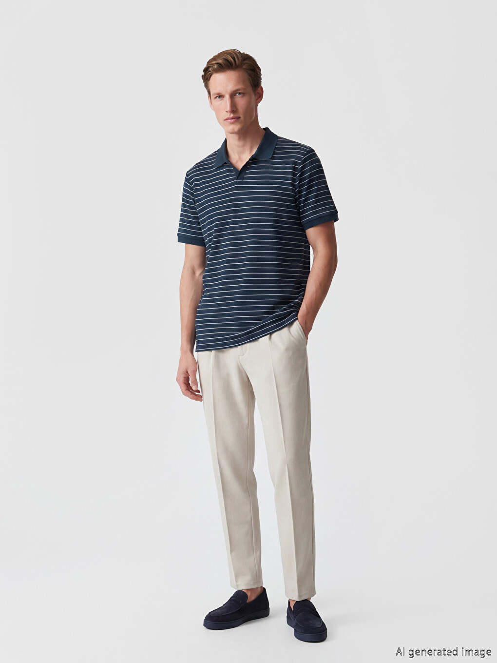 Polo Collar Striped Men's T-Shirt-1