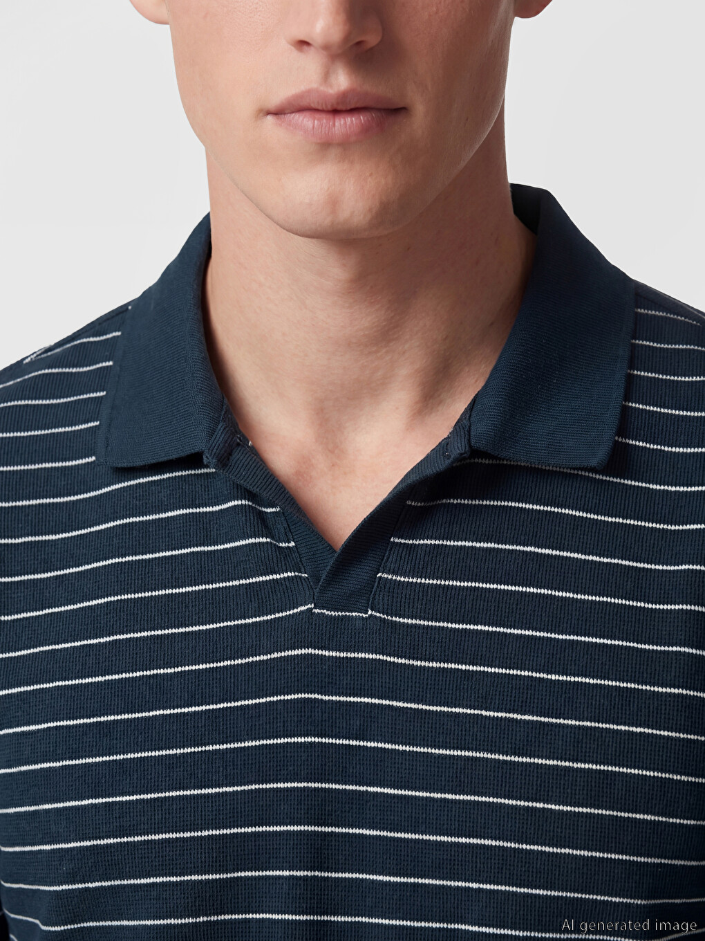 Polo Collar Striped Men's T-Shirt-2