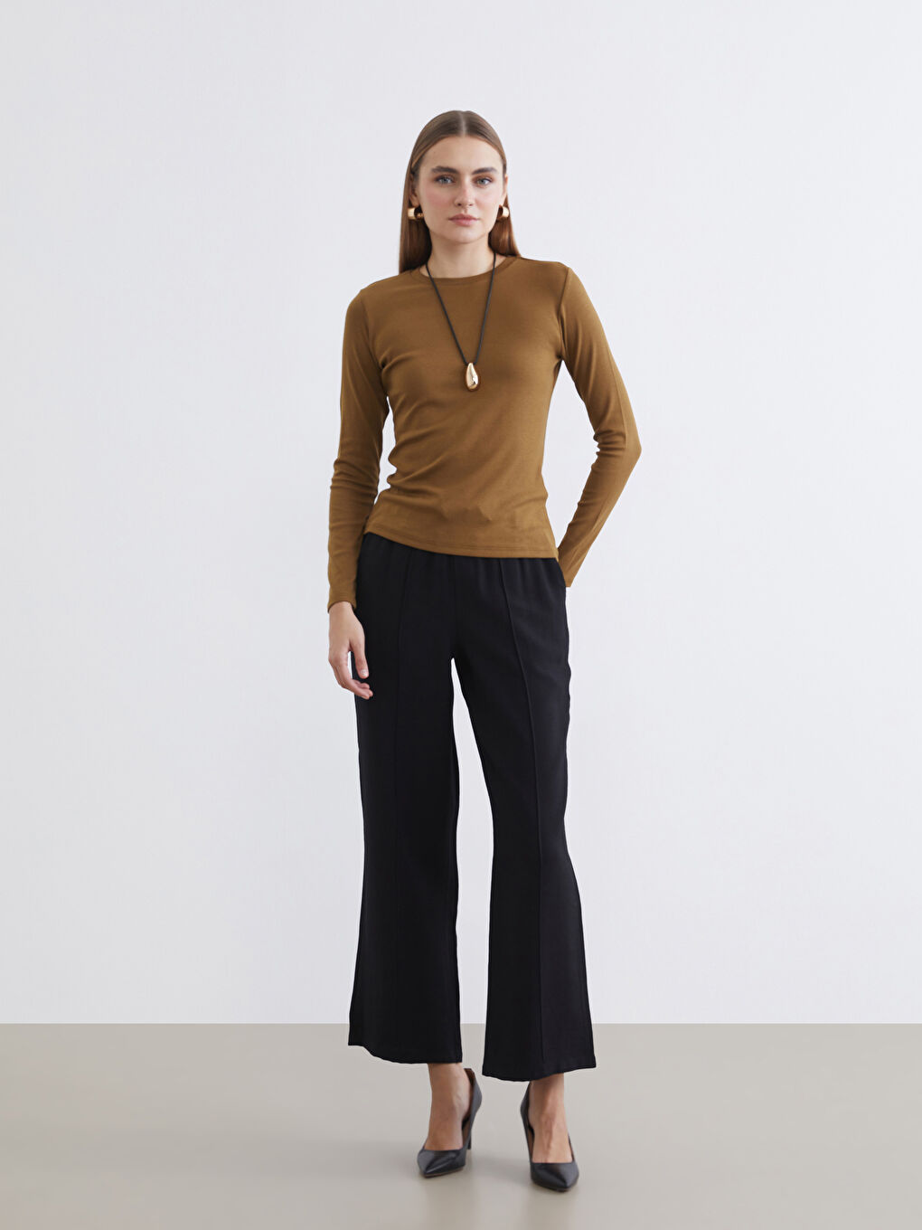 Yeşil Bisiklet Yaka Modal Karışımlı Kadın Body-1