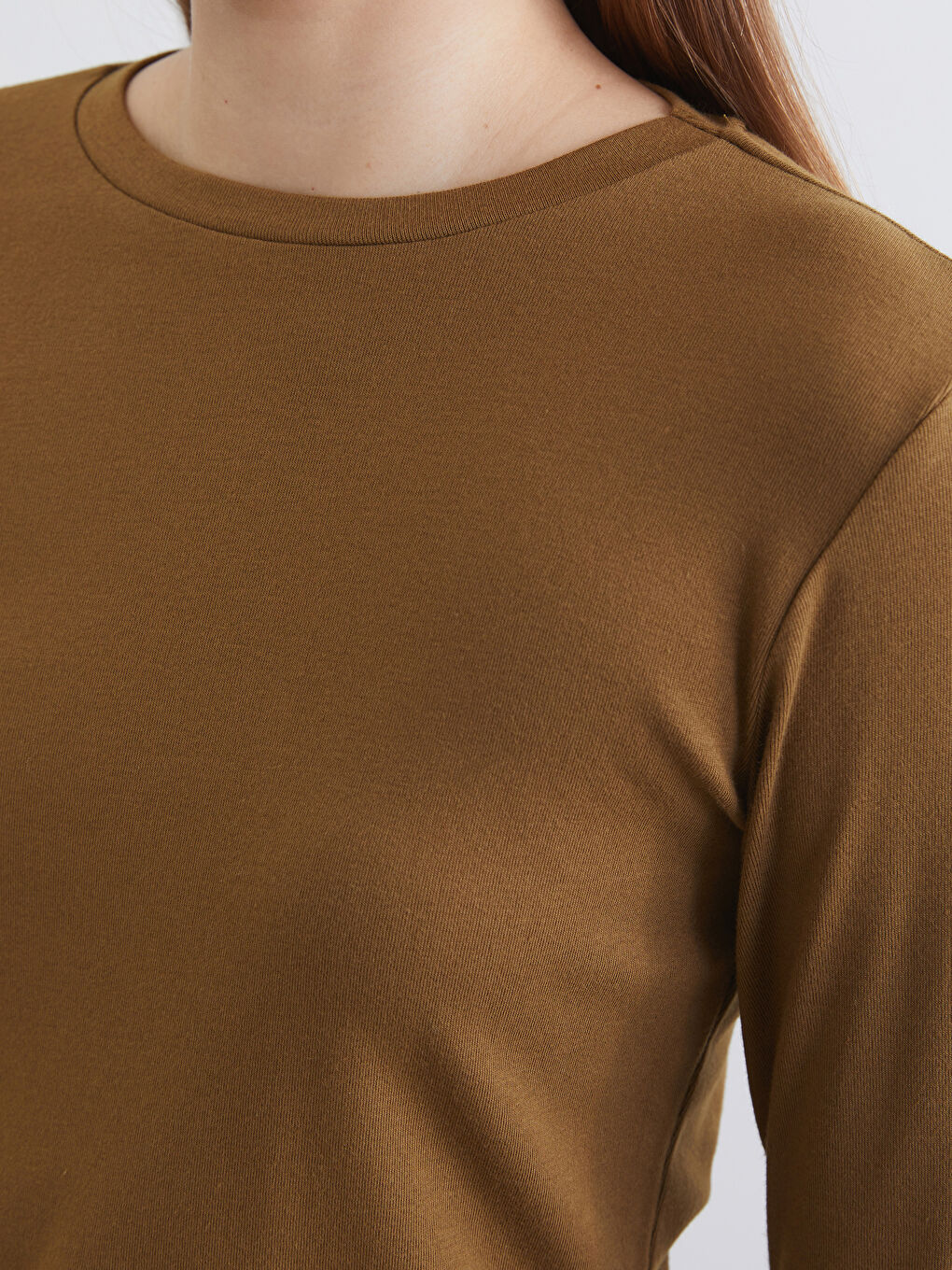 Yeşil Bisiklet Yaka Modal Karışımlı Kadın Body-2