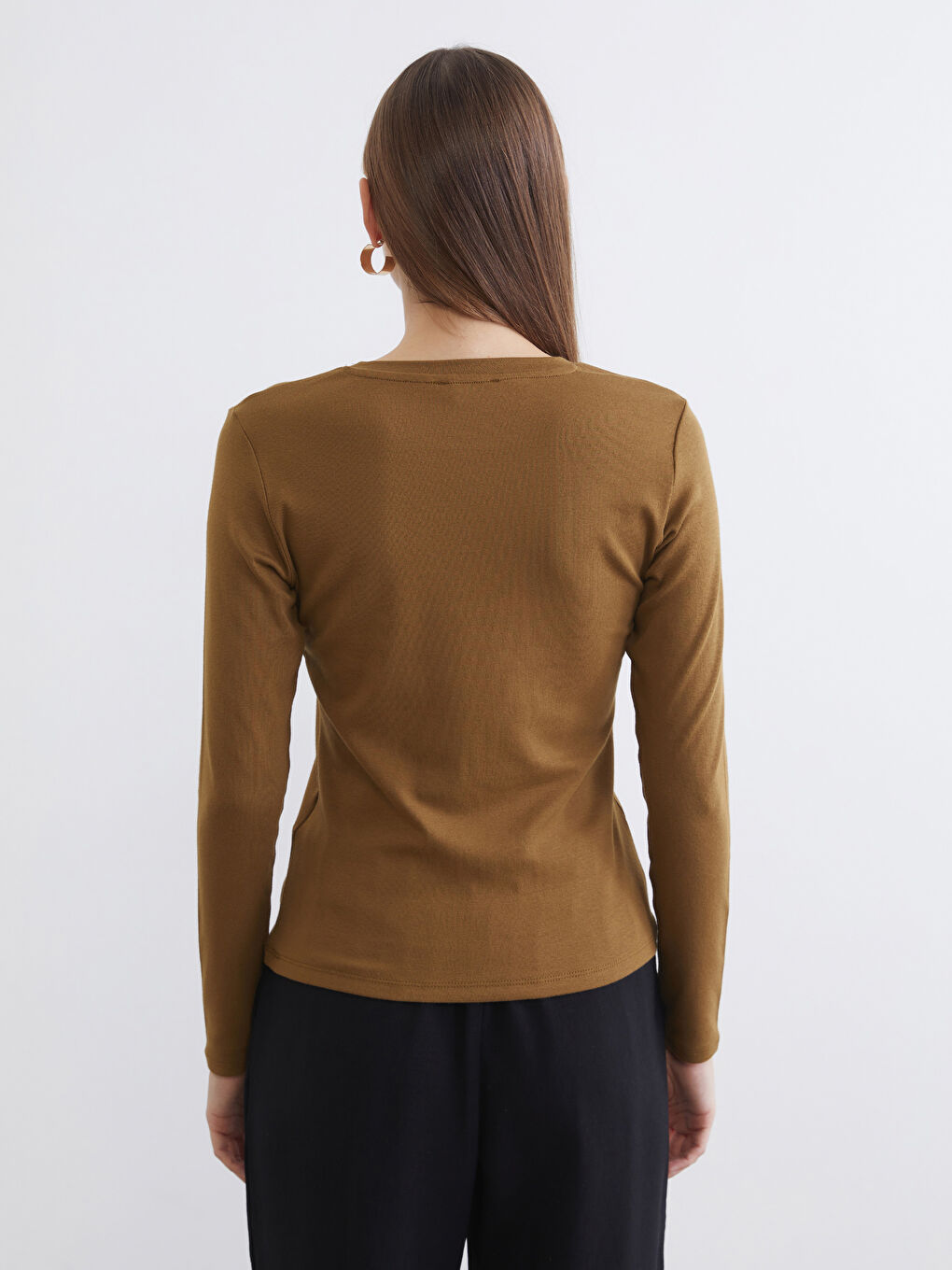 Yeşil Bisiklet Yaka Modal Karışımlı Kadın Body-3