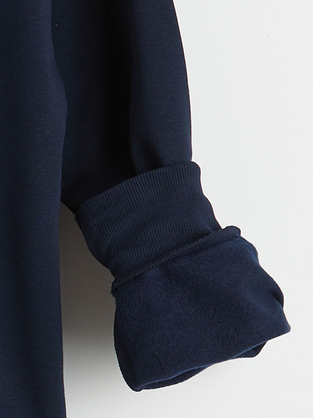 Lacivert Bisiklet Yaka Çiçekli Kadın Kalın Sweatshirt-5