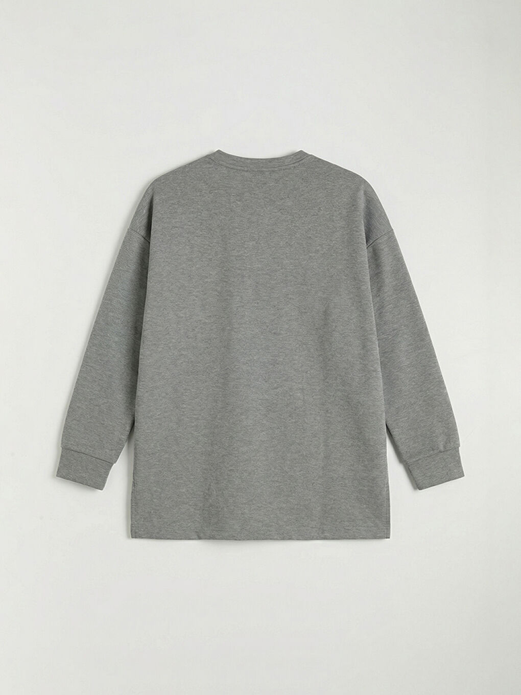 Antrasit Çiçek Aplikeli Oversize Kadın Sweatshirt Tunik-1