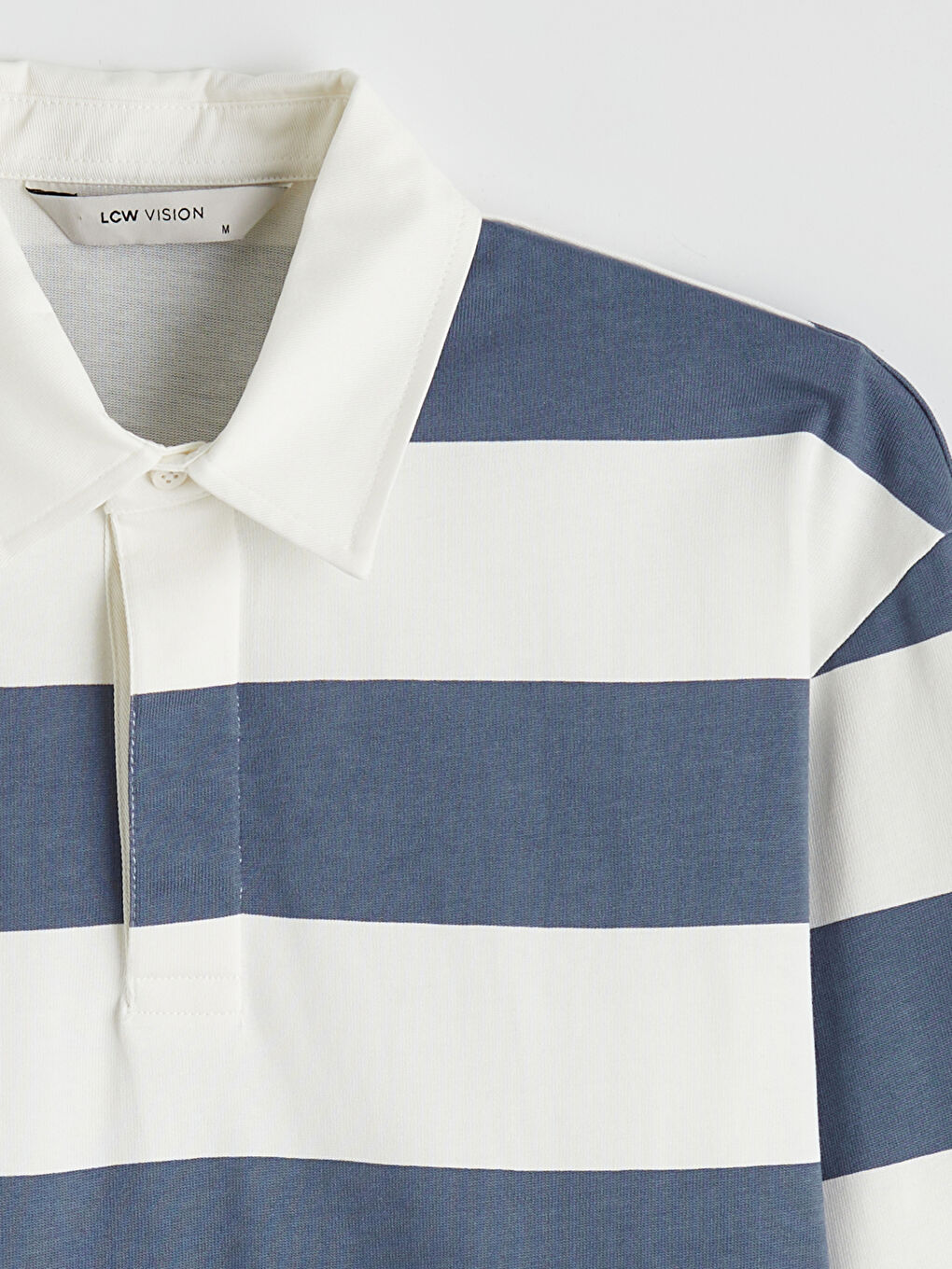 Mavi Polo Yaka Çizgili Erkek Sweatshirt-1