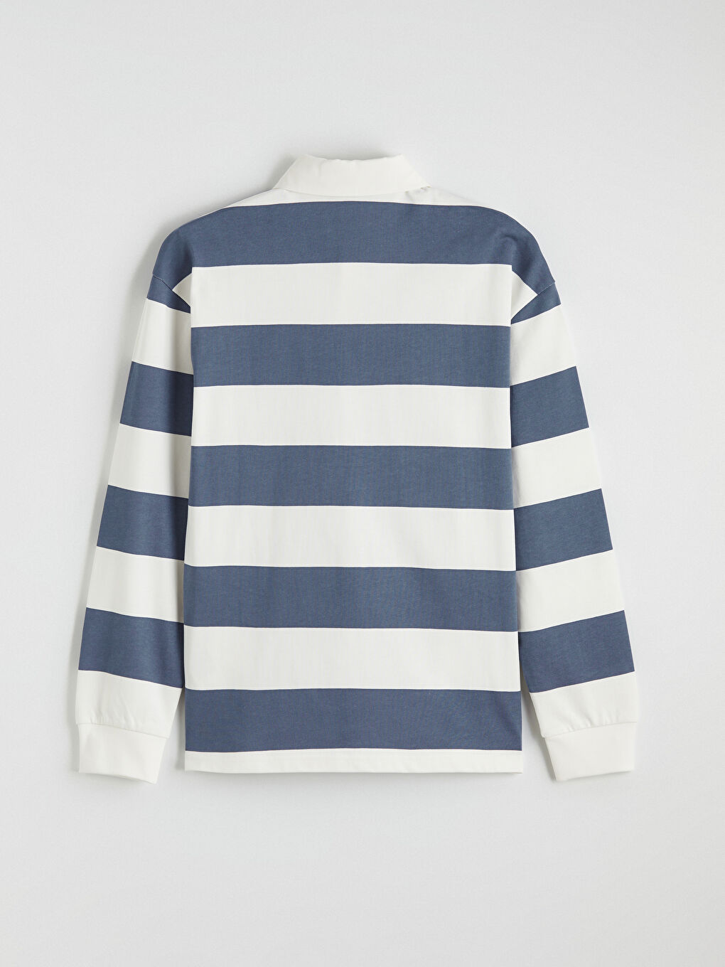 Mavi Polo Yaka Çizgili Erkek Sweatshirt-2