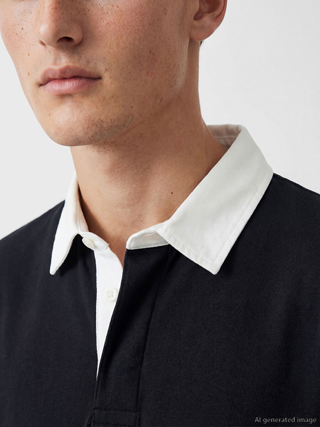 Lacivert Polo Yaka Erkek Sweatshirt-2