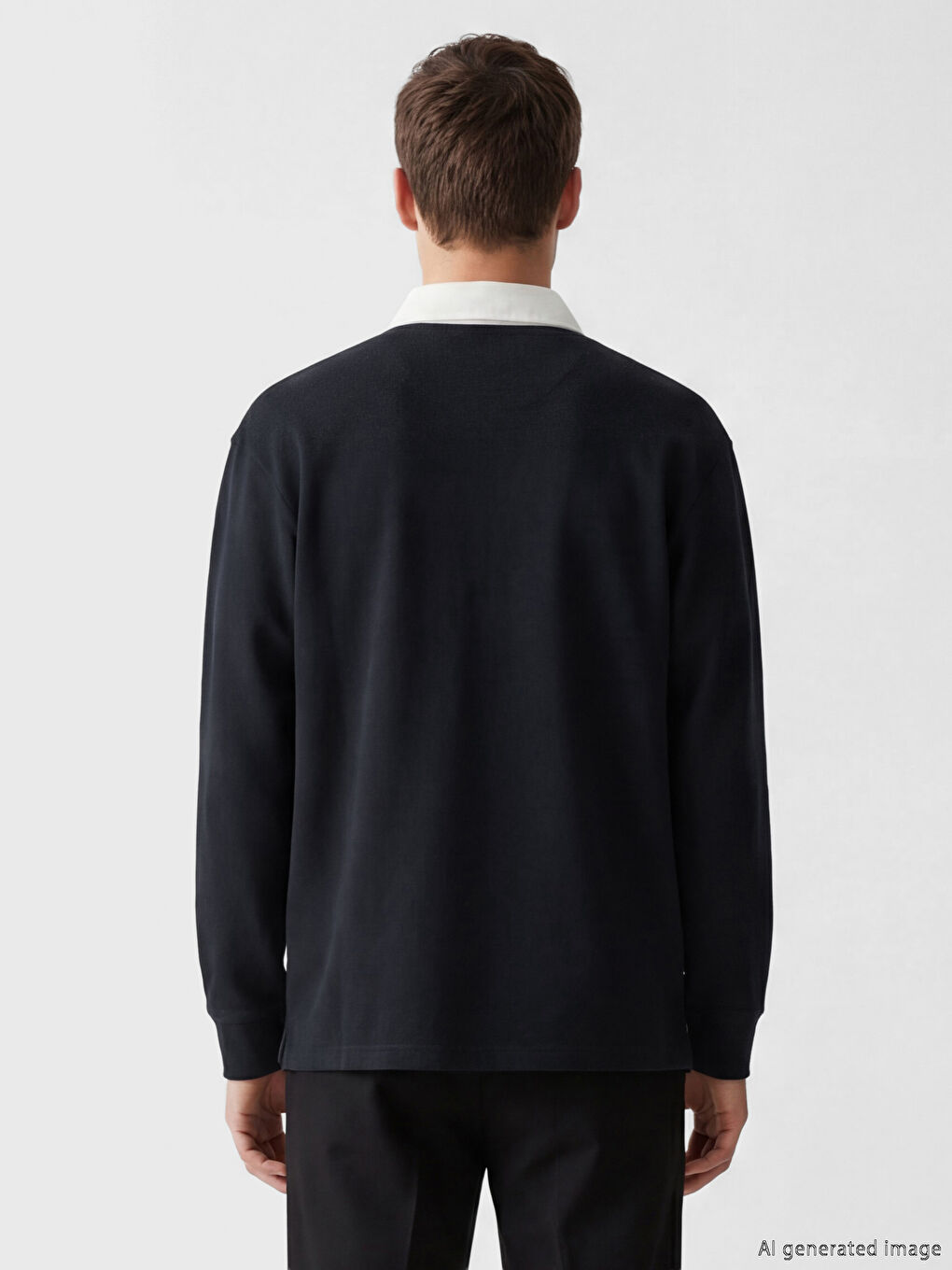 Lacivert Polo Yaka Erkek Sweatshirt-3