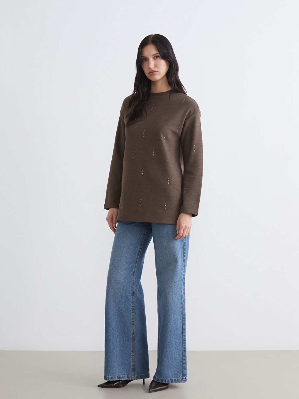 Soft Touch Embellished Women's Sweatshirt Tunic-1