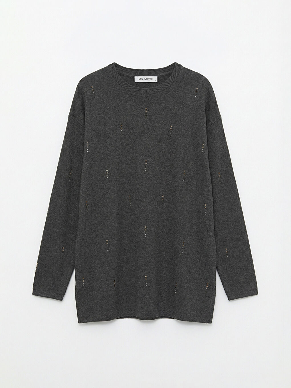 Antrasit Soft Touch Taşlı Kadın Sweatshirt Tunik	