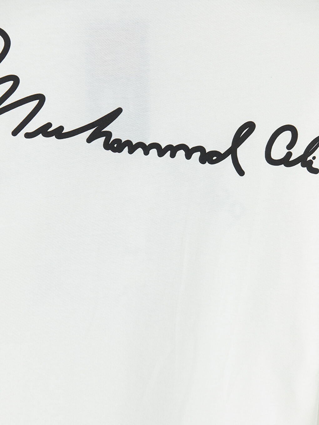 Beyaz Bisiklet Yaka Muhammed Ali Baskılı Erkek Tişört-2