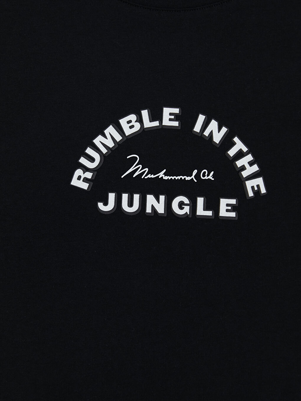 Siyah Bisiklet Yaka Muhammed Ali Baskılı Erkek Tişört-2