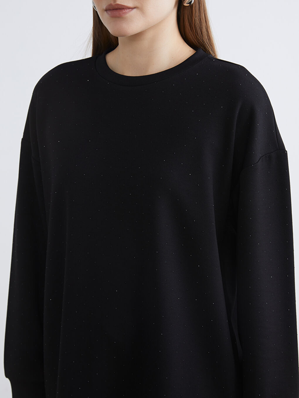 Siyah Soft Touch Oversize Kadın Sweatshirt Tunik-3