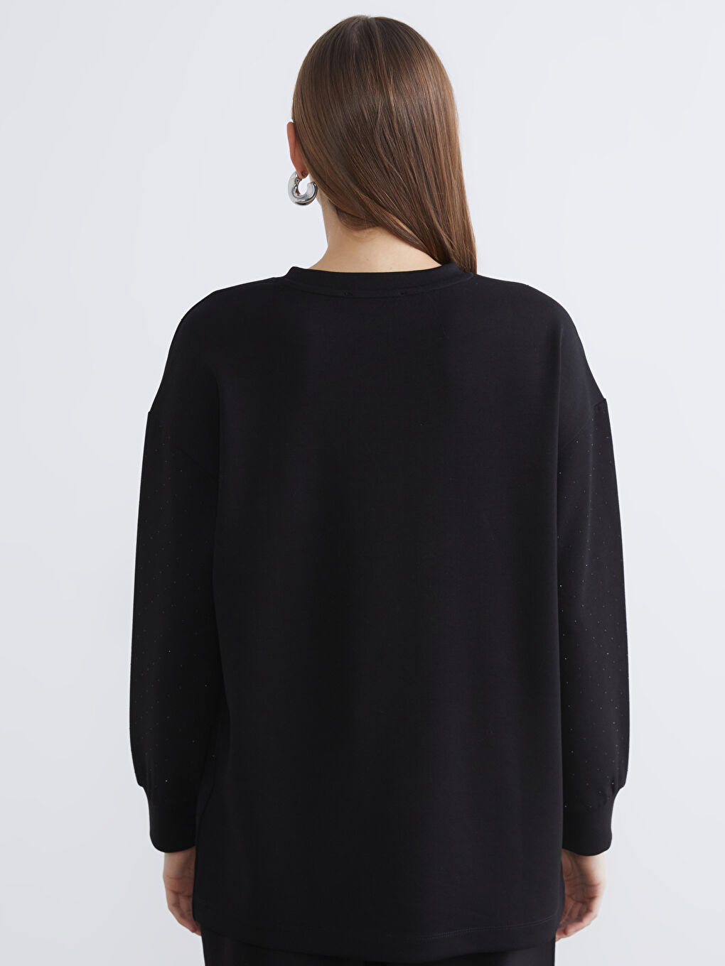 Siyah Soft Touch Oversize Kadın Sweatshirt Tunik-4