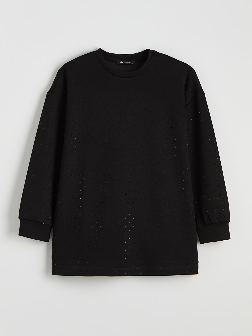 Siyah Soft Touch Oversize Kadın Sweatshirt Tunik-5