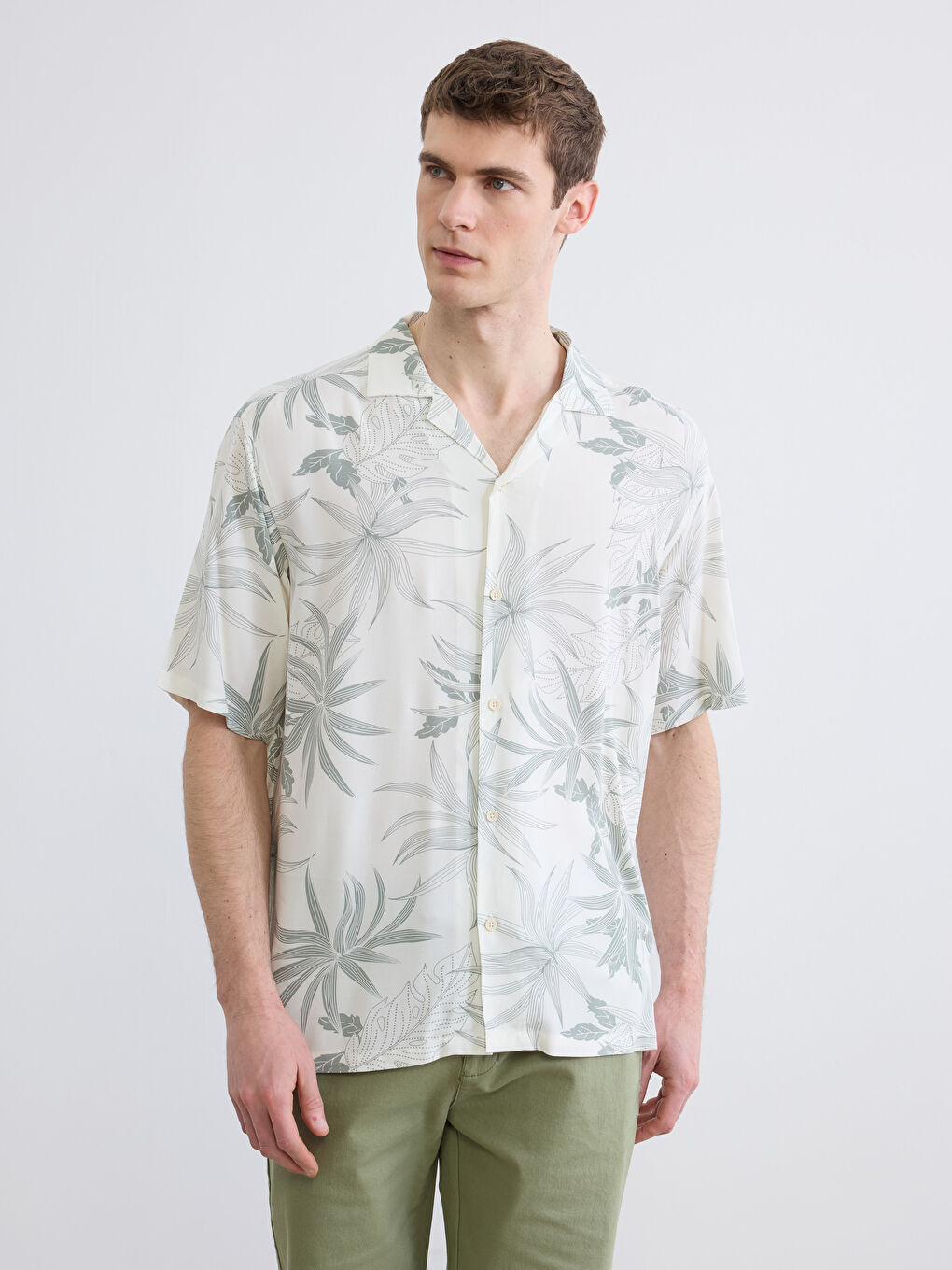 Κανονική εφαρμογή Πουκάμισο Λαιμός Θέρετρου Με σχέδια Ανδρικό