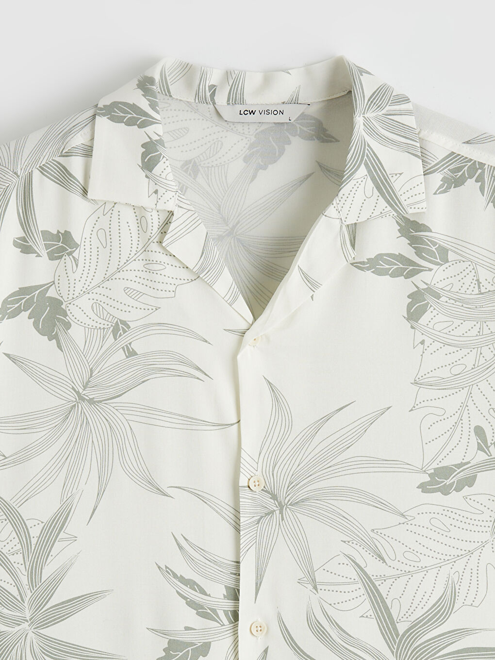 Haki Regular Fit Resort Yaka Desenli Erkek Gömlek-1