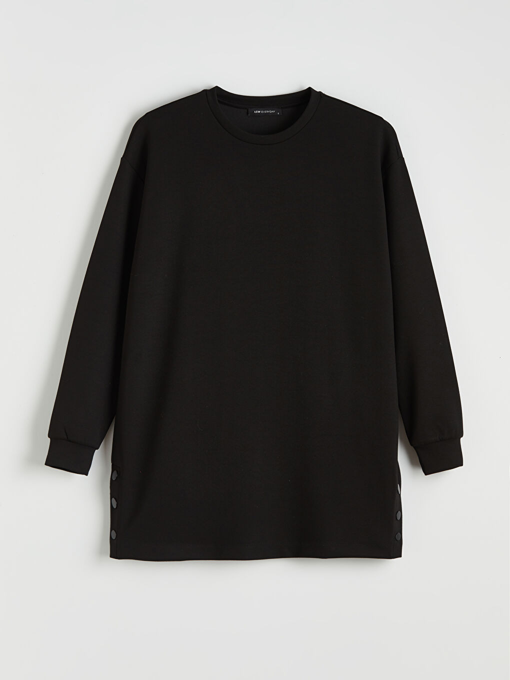 Siyah Soft Touch Oversize Kadın Sweatshirt Tunik-4