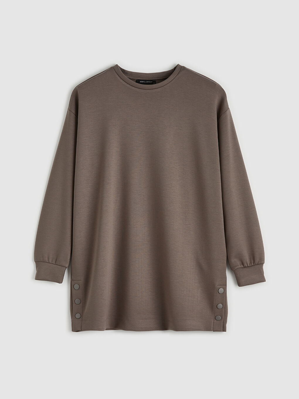 Kahverengi Soft Touch Oversize Kadın Sweatshirt Tunik