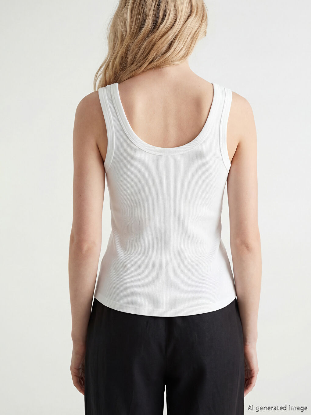 Ženska rebrasta top majica sa okruglim izrezom-2