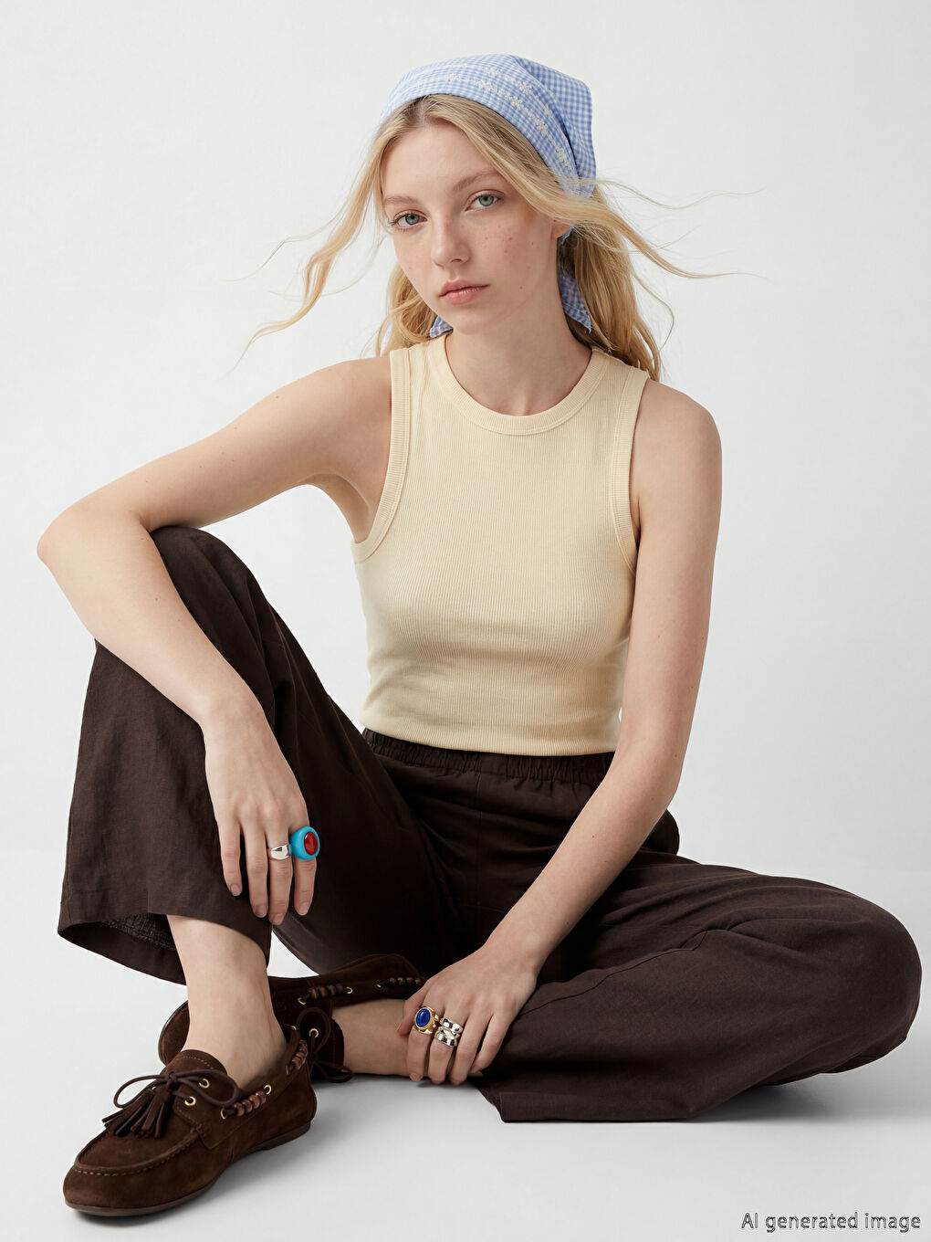 Ženska rebrasta top majica sa okruglim izrezom