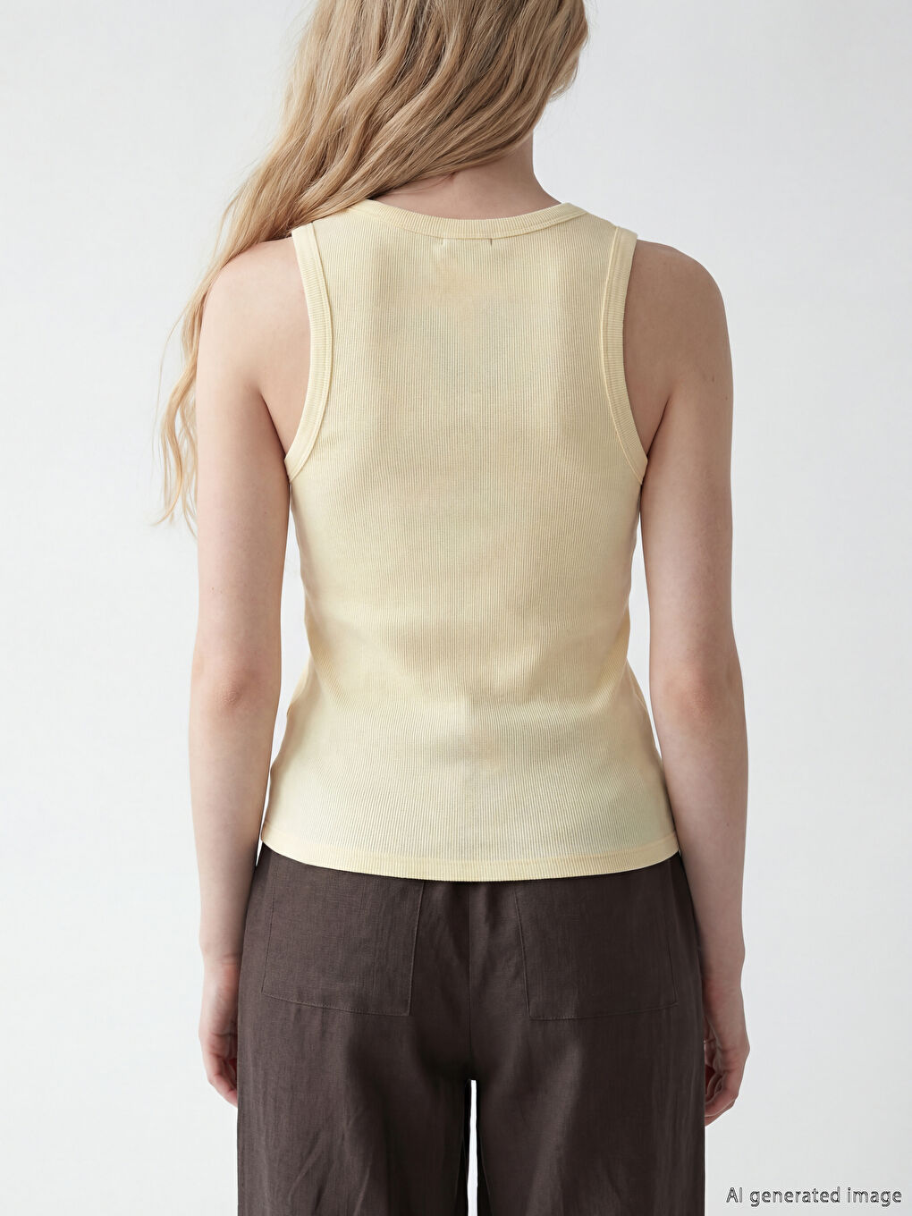 Ženska rebrasta top majica sa okruglim izrezom-2