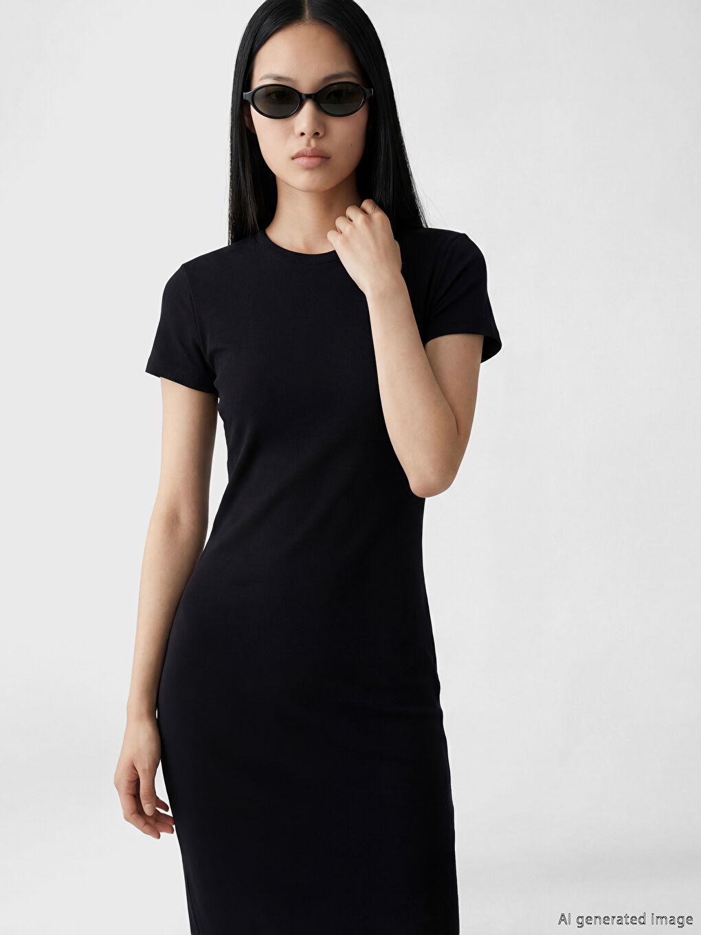 Siyah Modal Karışımlı Bodycone Elbise-1