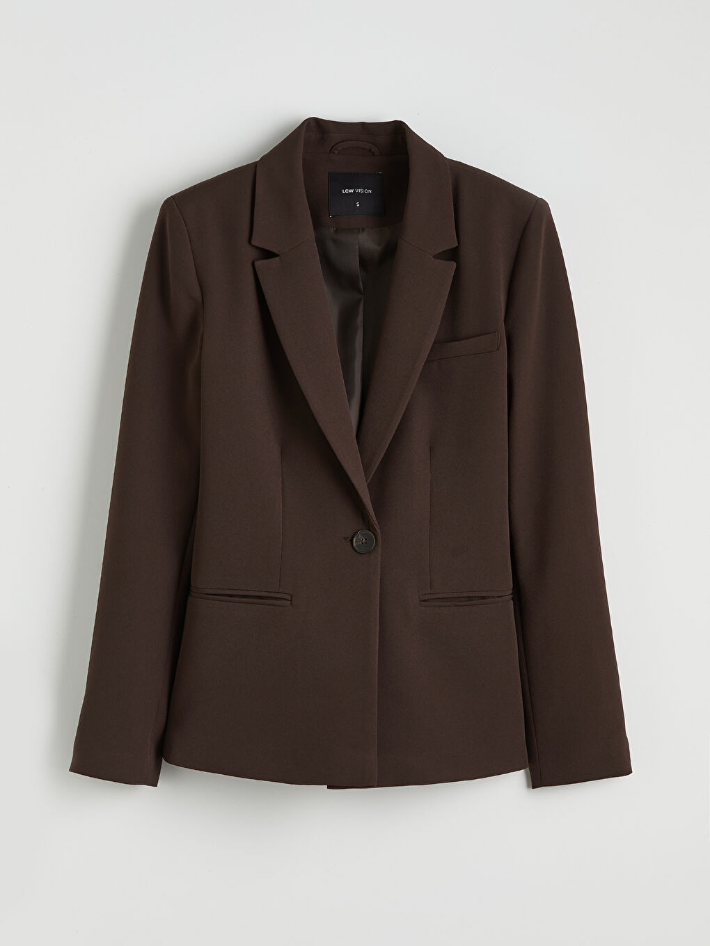 Kahverengi Krep Kadın Blazer Ceket-5