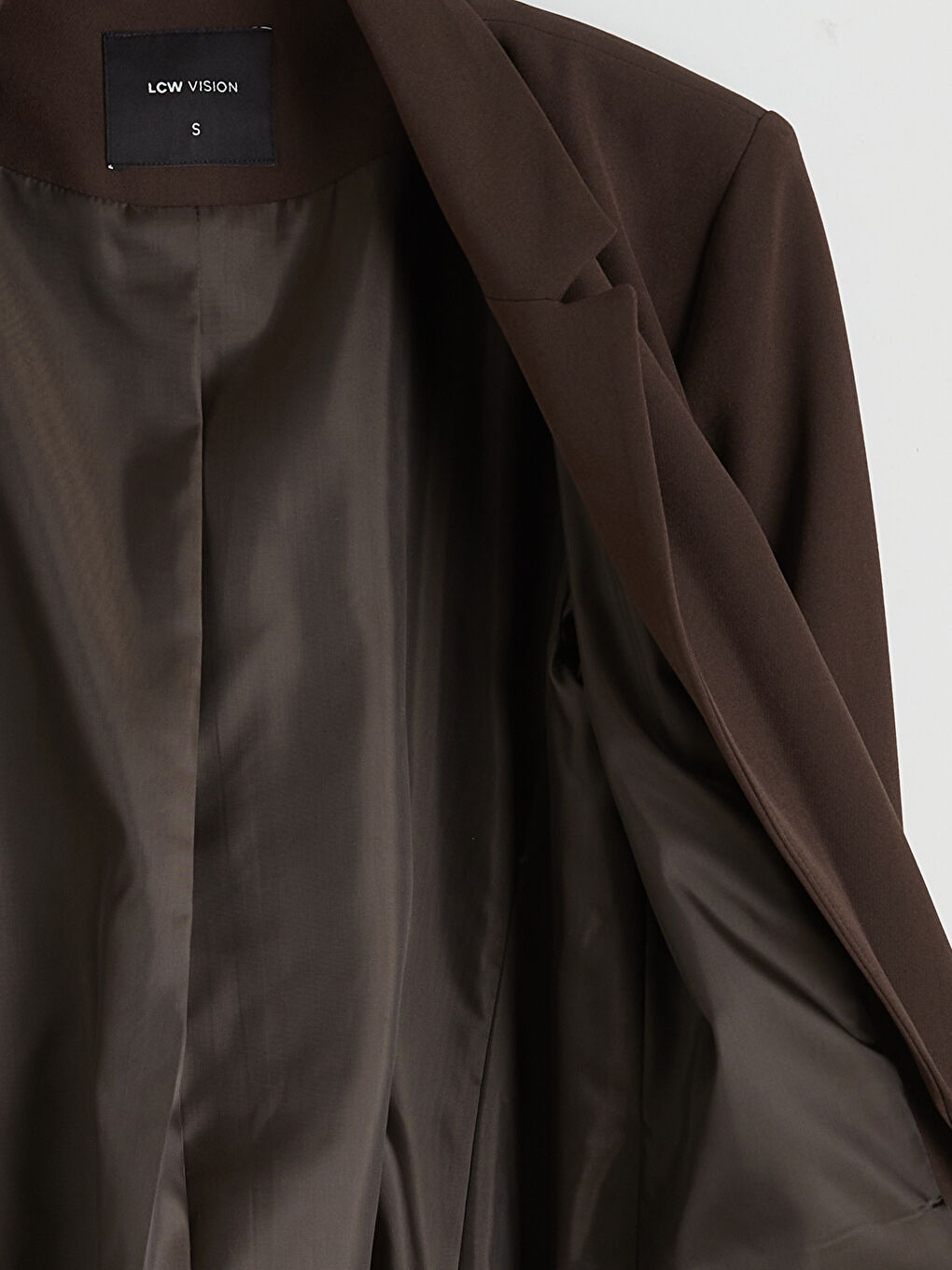 Kahverengi Krep Kadın Blazer Ceket-6