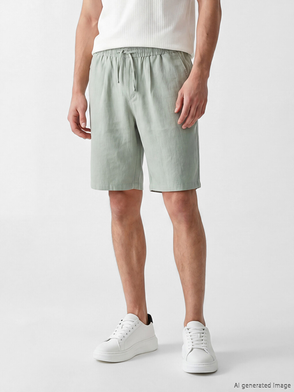 Regular Fit Linen Look Men's Shorts-1