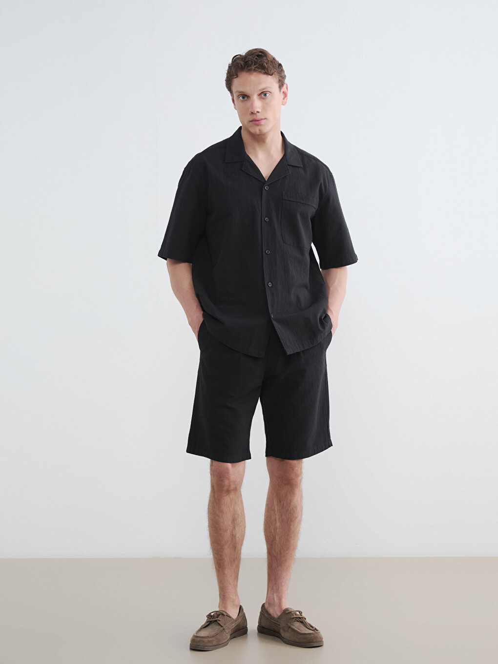 Standard Fit Linen Look Men's Shorts