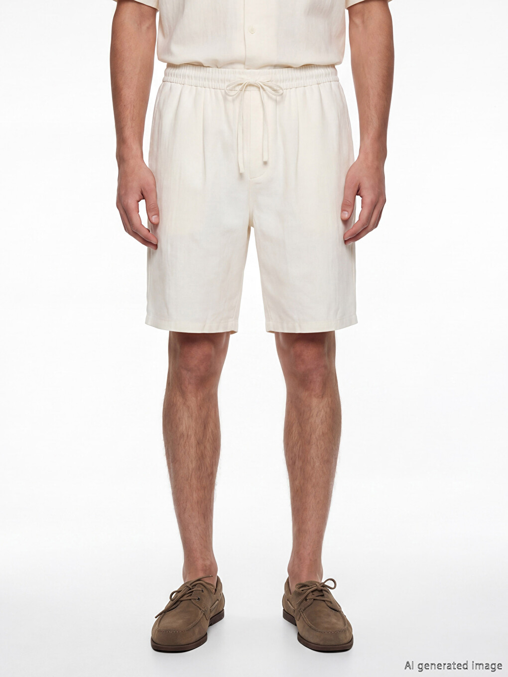 Standard Fit Linen Look Men's Shorts-1