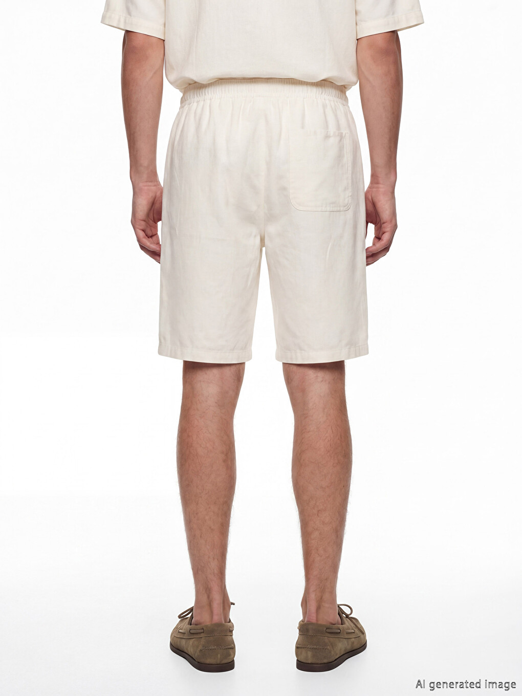 Standard Fit Linen Look Men's Shorts-3