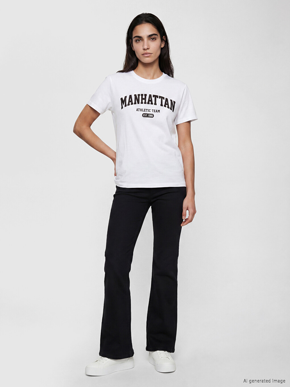 Crew Neck Manhattan Printed Women's T-Shirt-1