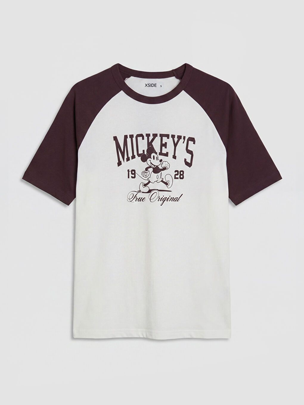 Ekru Bisiklet Yaka Mickey Mouse Baskılı Erkek Tişört-4