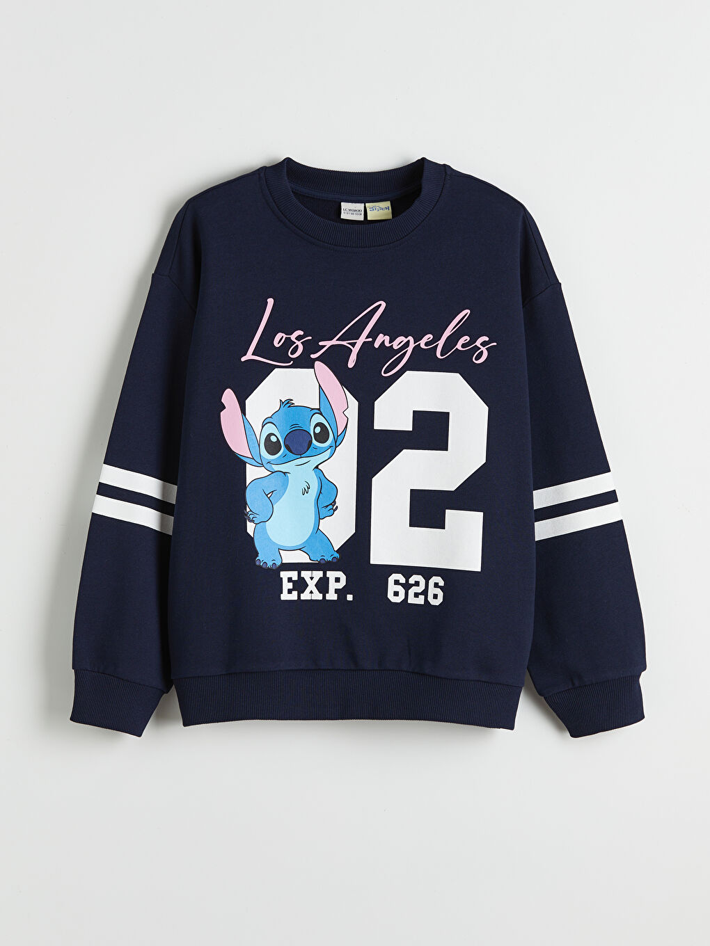 Lacivert Stitch Baskılı Kız Çocuk Sweatshirt