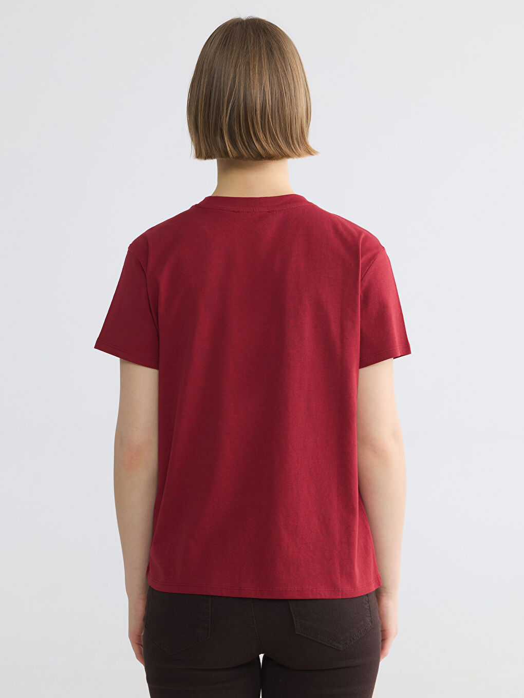 Женщины Бордовый Футболка-3