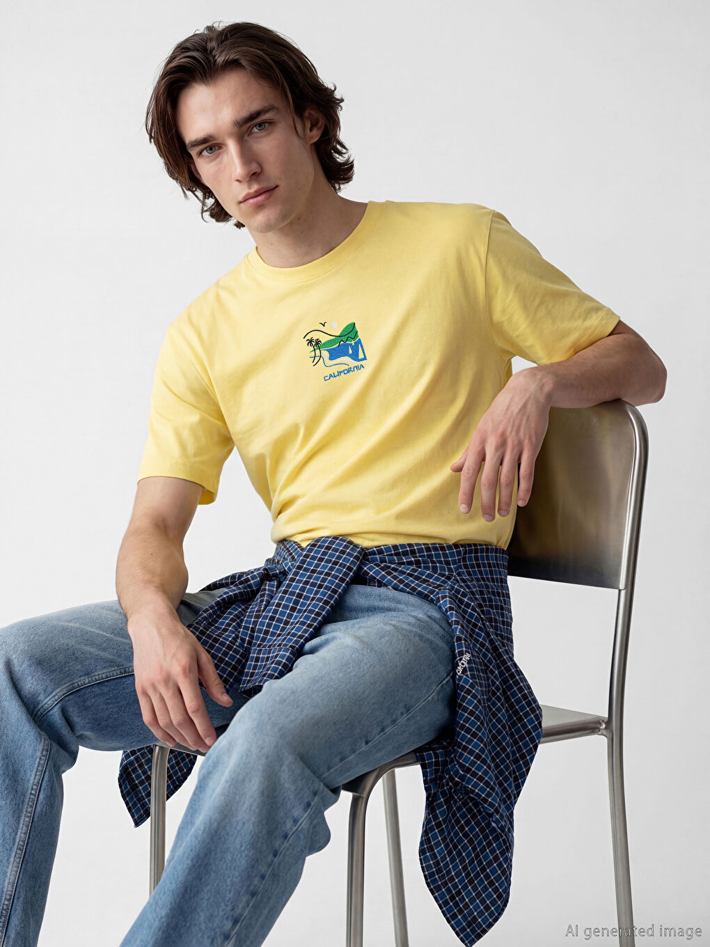 Crew Neck California Printed Men's T-Shirt