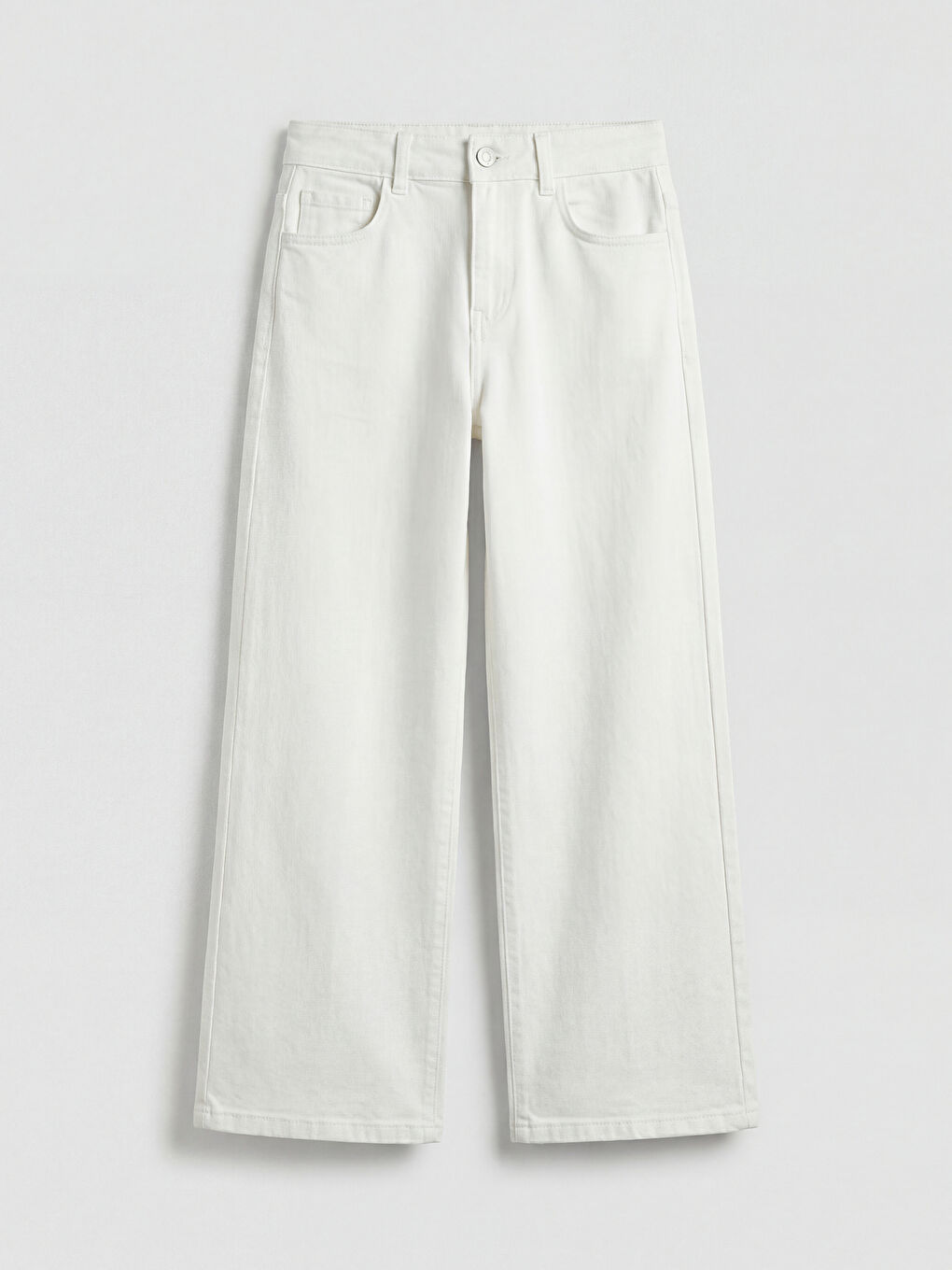 Beyaz Wideleg Kız Çocuk Gabardin Pantolon
