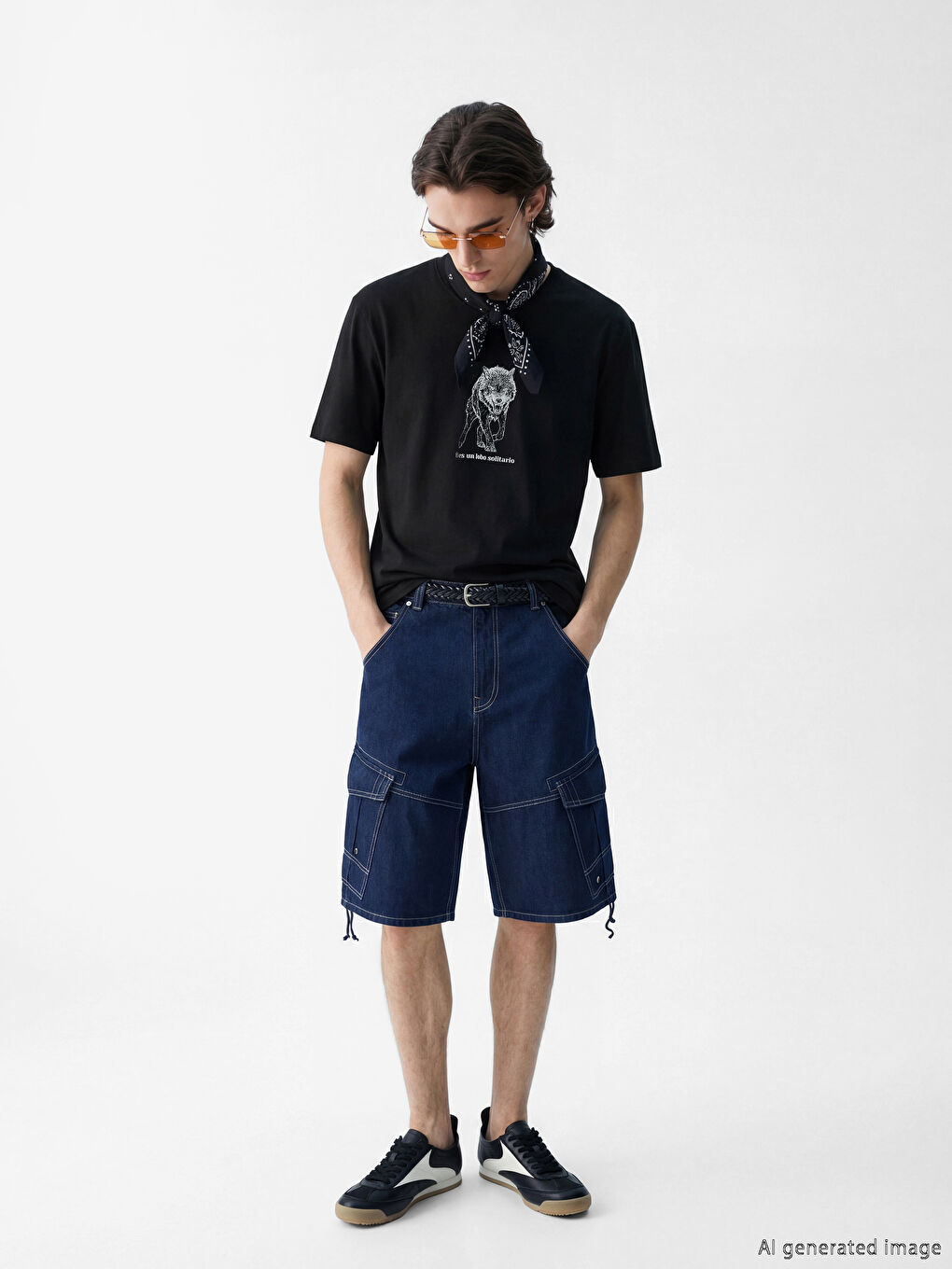 تي شيرت رجالي جيرسي مطبوع بياقة دائرية-1