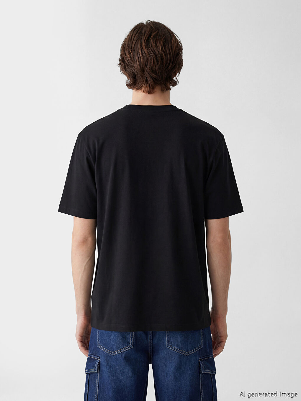 تي شيرت رجالي جيرسي مطبوع بياقة دائرية-2