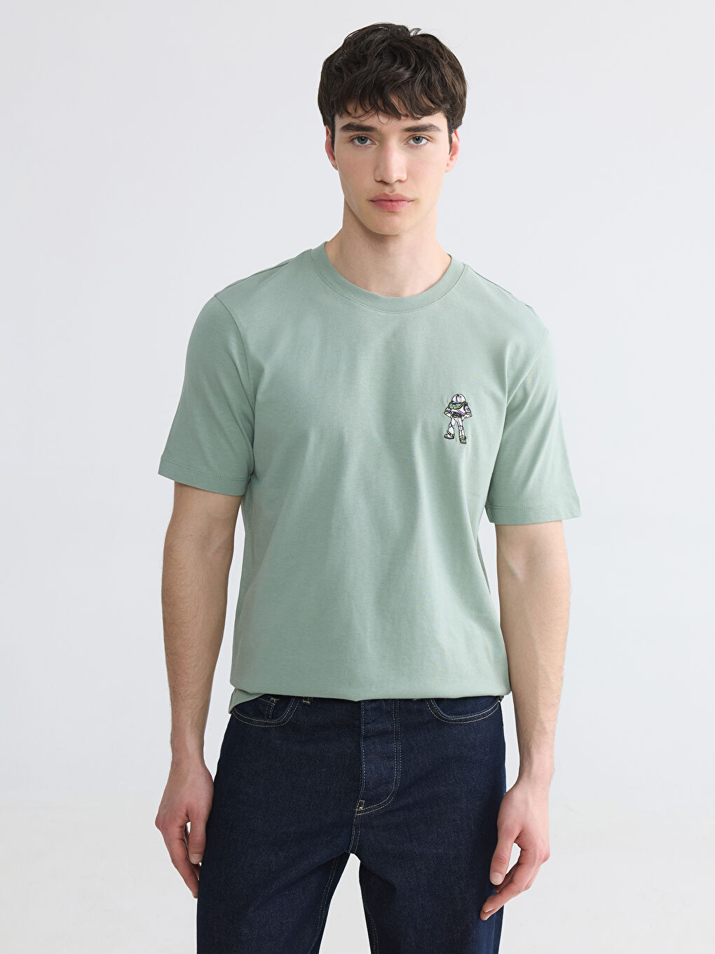 Crew Neck Toy Story Embroidered Men's T-Shirt